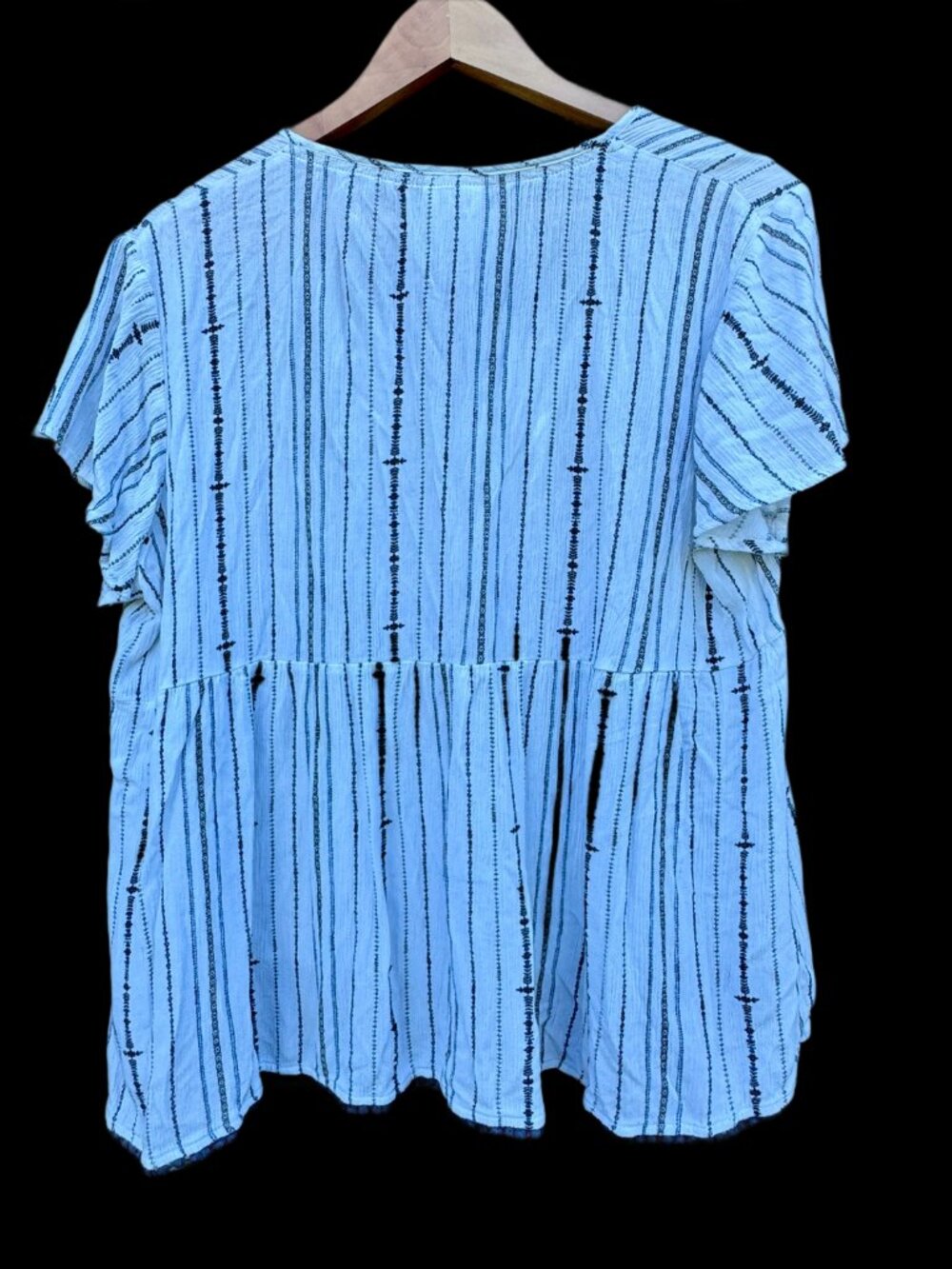 Knox Rose Boho Top Womens Size XXL White Black Stripe Tassel Tie Flowy - Picture 3 of 8